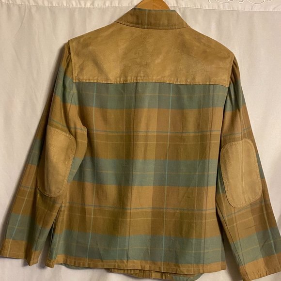 Evan Picone Plaid Cotton/Wool Shacket Size 12 Faux Suede - Picture 2 of 12